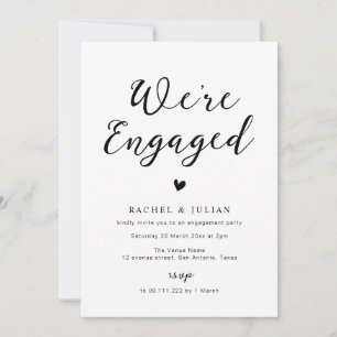 black script lettering engagement invitation