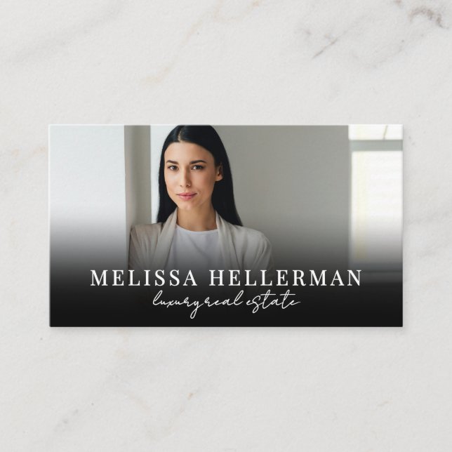 Black Script Luxury Real Estate Business Card (Front)