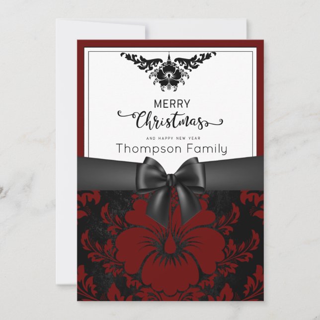 Black script merry Christmas happy new year Invitation (Front)