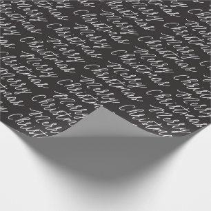 BLACK SCRIPT MERRY CHRISTMAS WRAPPING PAPER