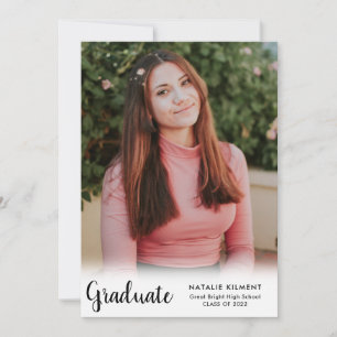 Black Script Modern Graduate Photo Graduation Announcement