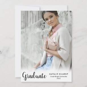 Black Script Modern Graduate Photo Graduation Announcement