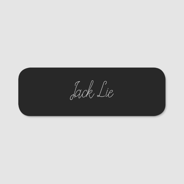Black Script Monogram Modern Trendy Identity Name Tag (Front)