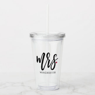 Black Script Mrs. (Name) Acrylic Tumbler
