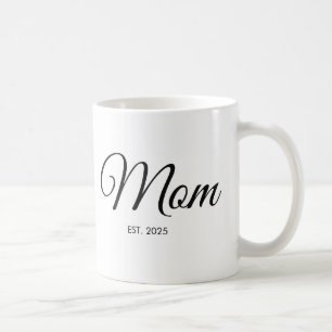 Black Script Mum Established New Mum Gift Coffee Mug
