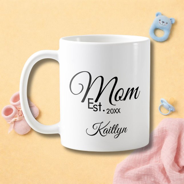 Black Script Mum Established New Mum Gift  Coffee Mug (Creator Uploaded)