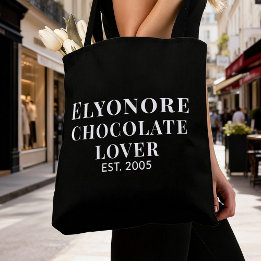 Black Script Name Established Chocolate Lover Tote Bag