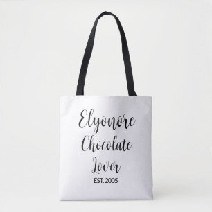 Black Script Name Established Chocolate Lover Tote Bag