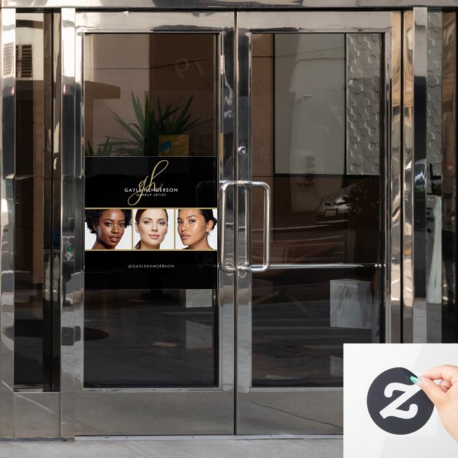 Black Script Name Logo Photo Makeup Artist Studio Window Cling (Office Door)