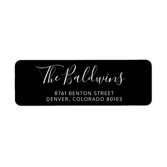 Black Script Name Modern Return Address (Front)