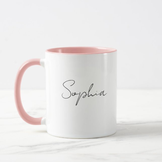 Black Script Name or Monogram on White Mug (Left)