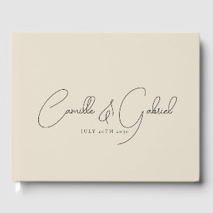Black Script Names Wedding Ivory Guest Book