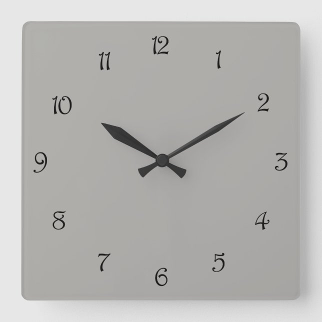 Black Script Numbers On Gray wct Square Wall Clock (Front)