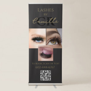 Black Script Photo Lashes Business Retractable Banner