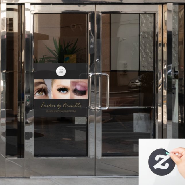 Black Script Photo Lashes Business  Window Cling (Office Door)