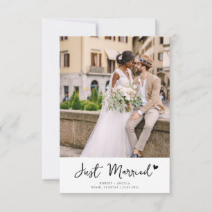Black Script Photo Wedding Announcement