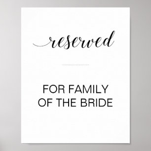 Black Script Reserved Table Wedding Sign