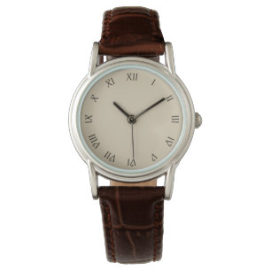 Black Script Roman Numbers on Beige wacnt Watch