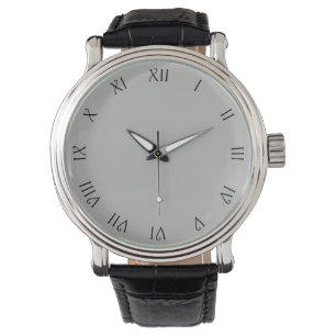 Black Script Roman Numbers on Grey Mens cn Watch