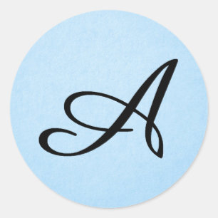 Black Script S on pastel blue Classic Round Sticker