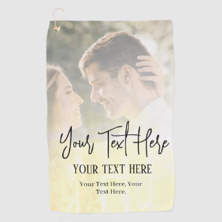 Black Script Text With Vintage Photo  Golf Towel