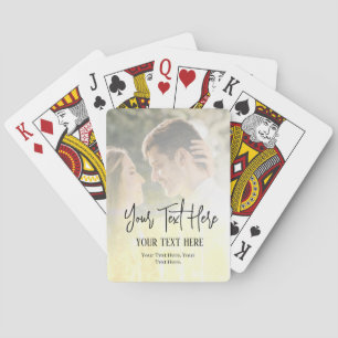 Black Script Text With Vintage Photo Wedding Playing Cards