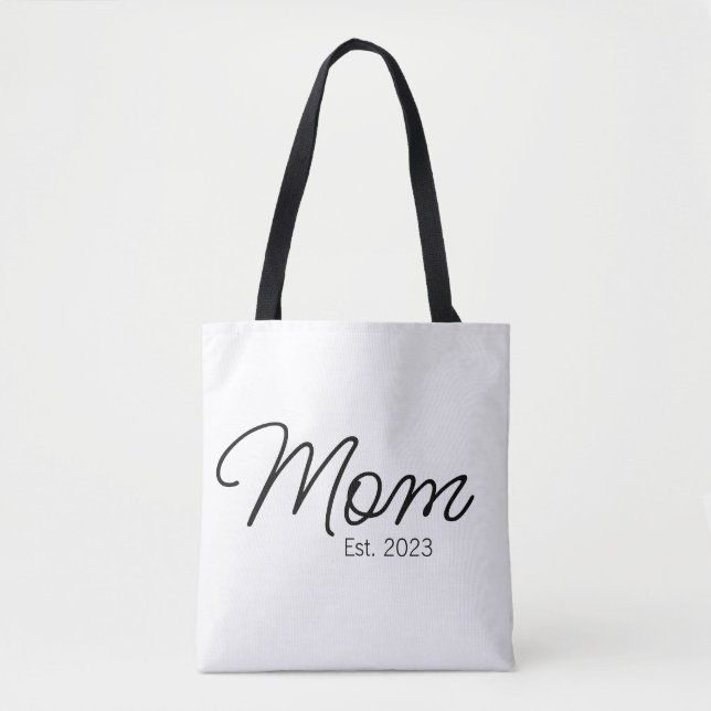 Black Script Typography Established Mum Tote Bag (Front)
