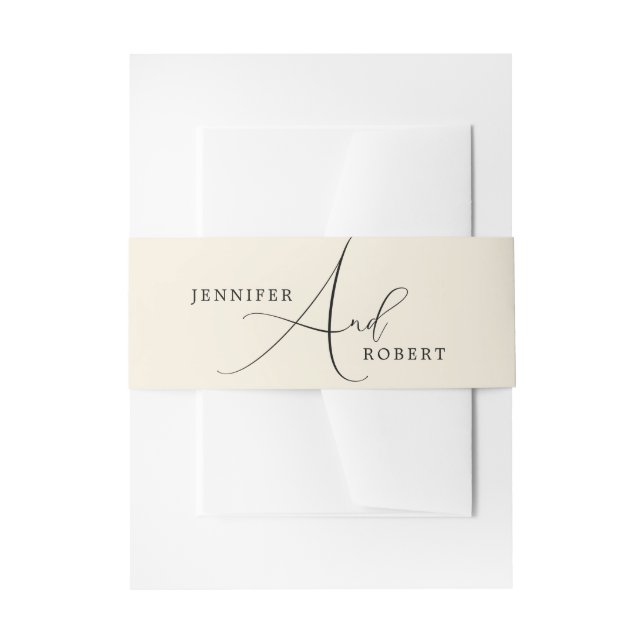 Black Script Typography On Light Beige Background Invitation Belly Band (Front Example)