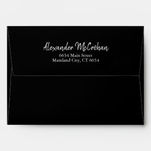 Black Script Typography Return Address Mailing Envelope