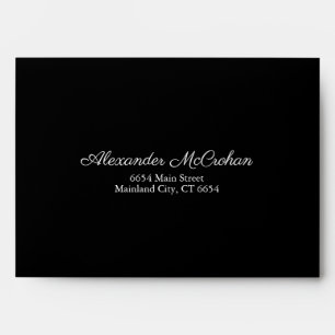 Black Script Typography Return Address Mailing Envelope