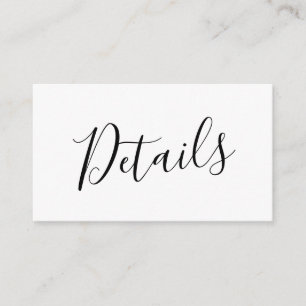 Black Script Wedding Details Enclosure Card