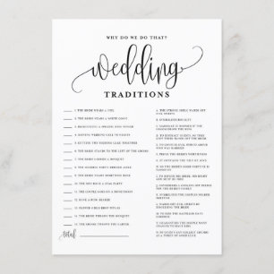 Black Script Wedding Traditions Bridal Shower Game Enclosure Card