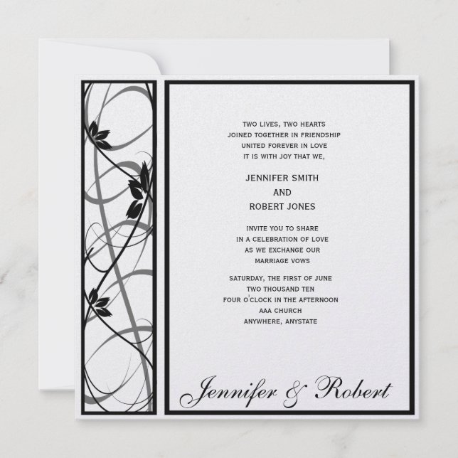 Black Scroll Border Wedding Invitation (Front)