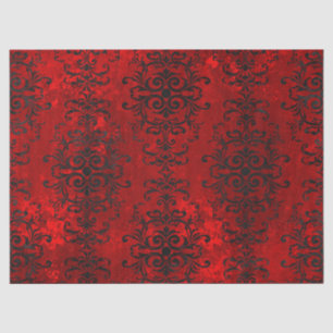 Black Scroll Designs on Shades of Red Decoupage Tissue Paper