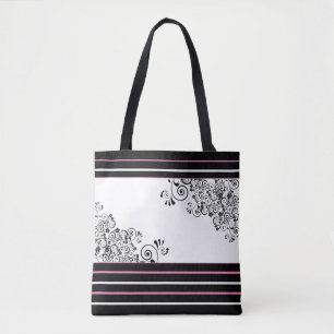 Black Scrolls Tote Bag