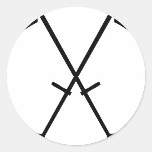 black scythe crossed icon classic round sticker
