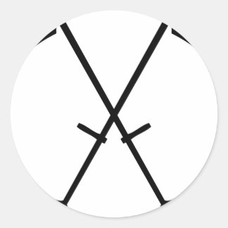 black scythe crossed icon classic round sticker