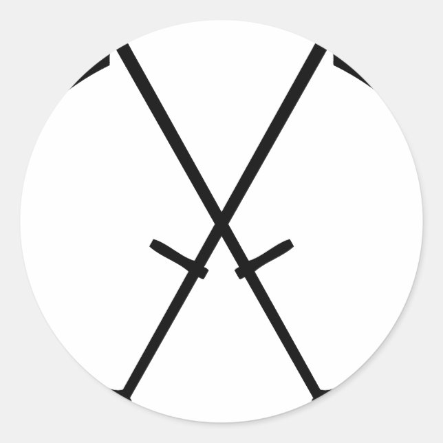 black scythe crossed icon classic round sticker (Front)