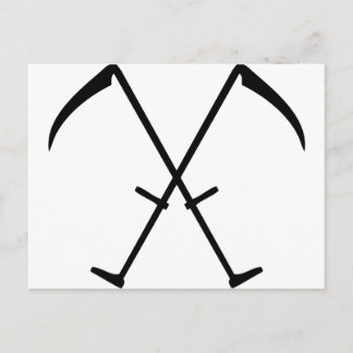 black scythe crossed icon postcard