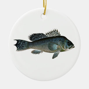 Black Sea Bass Ceramic Tree Decoration