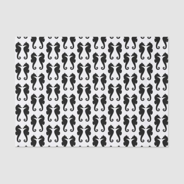 Black Sea Horses on White Tissue Paper (Front)