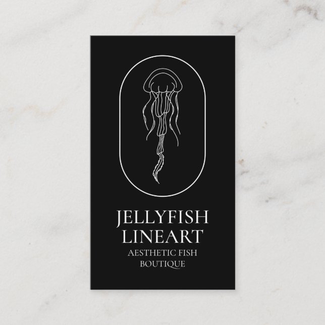 Black Sea Ocean Nautical Jellyfish Business Card (Front)