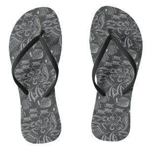 Black Sea Pattern Flip Flops