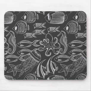 Black Sea Pattern Mouse Mat