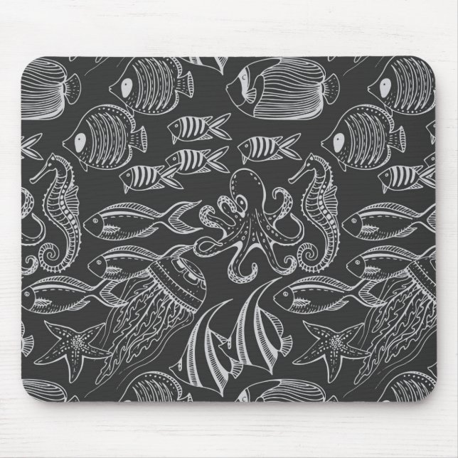 Black Sea Pattern Mouse Mat (Front)