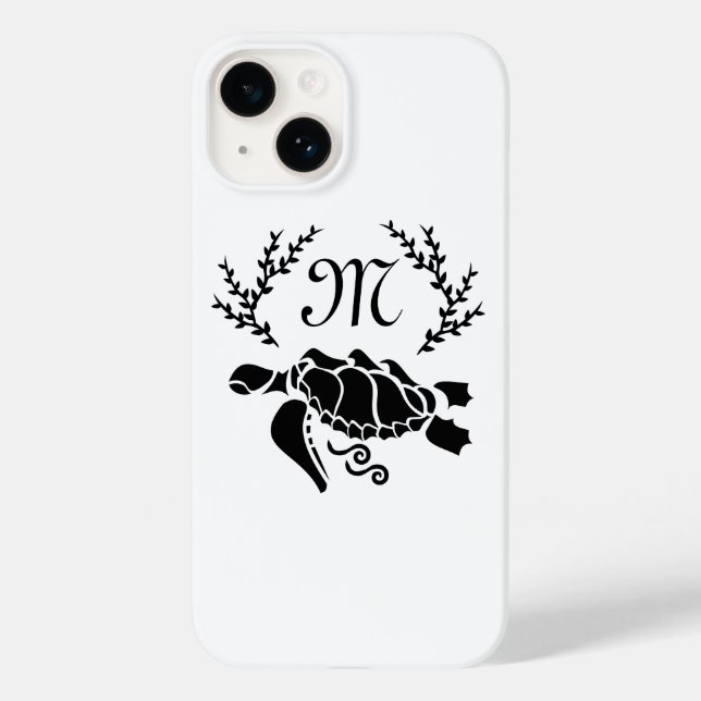 Black Sea Turtle Silhouette Side View Case-Mate iPhone Case (Back)