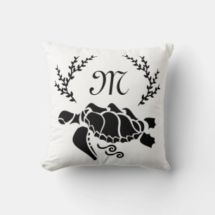 Black Sea Turtle Silhouette Side View Cushion