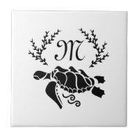 Black Sea Turtle Silhouette Side View