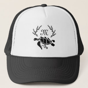 Black Sea Turtle Silhouette Side View Trucker Hat