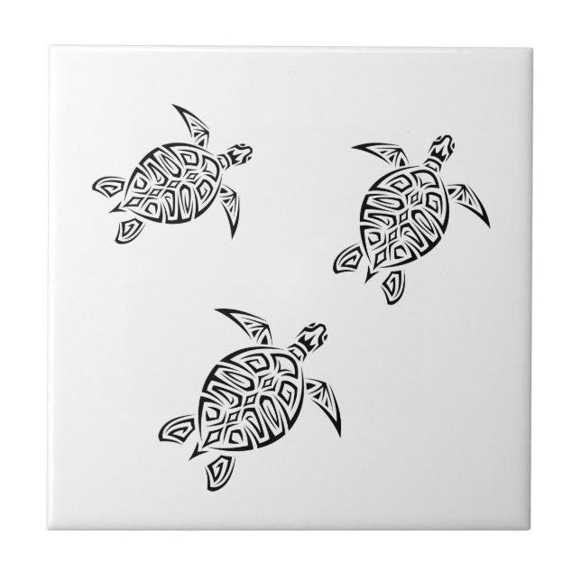 Black Sea Turtles On White Tile (Front)